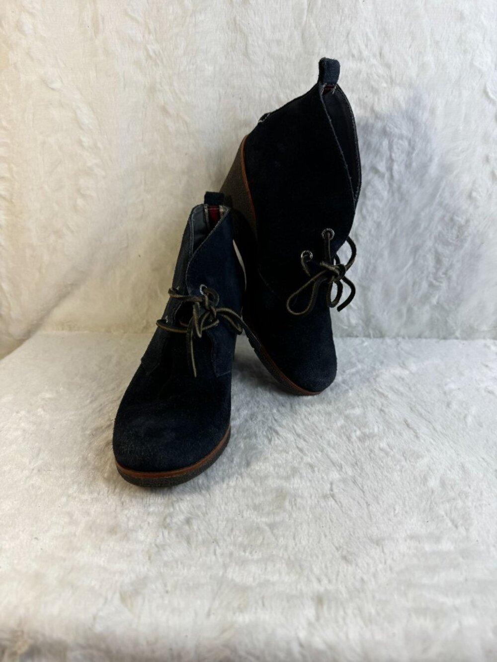 Sperry Top Sider Boots Womens 7 M Harlow Wedge Booties Black Leather 9103037 - Picture 2 of 9